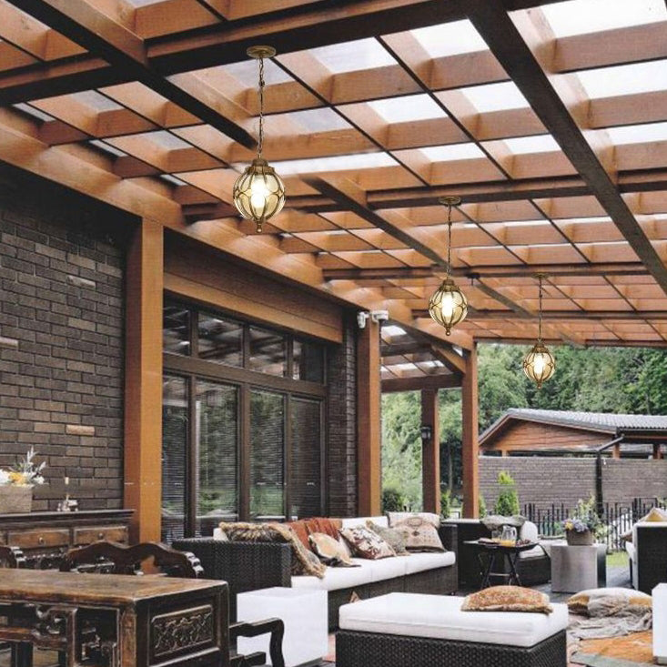 Traditional European Aluminum Iron Glass Pendant Light - Waterproof 1-Light Fixture for Outdoor Patio