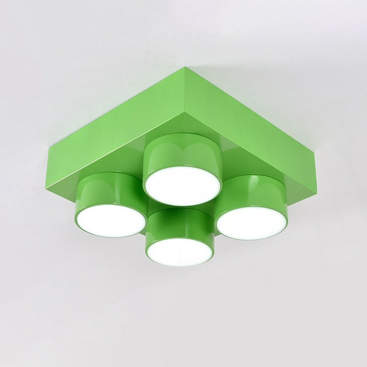 Contemporary Square Iron LED Flush Mount Ceiling Light for Bedroom