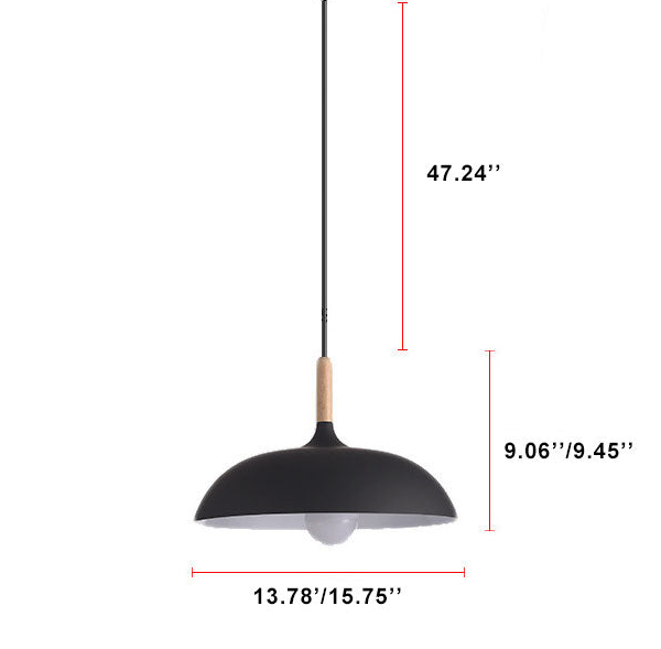 Modern Metal Wood Dome Pendant Light - 1-Light Fixture