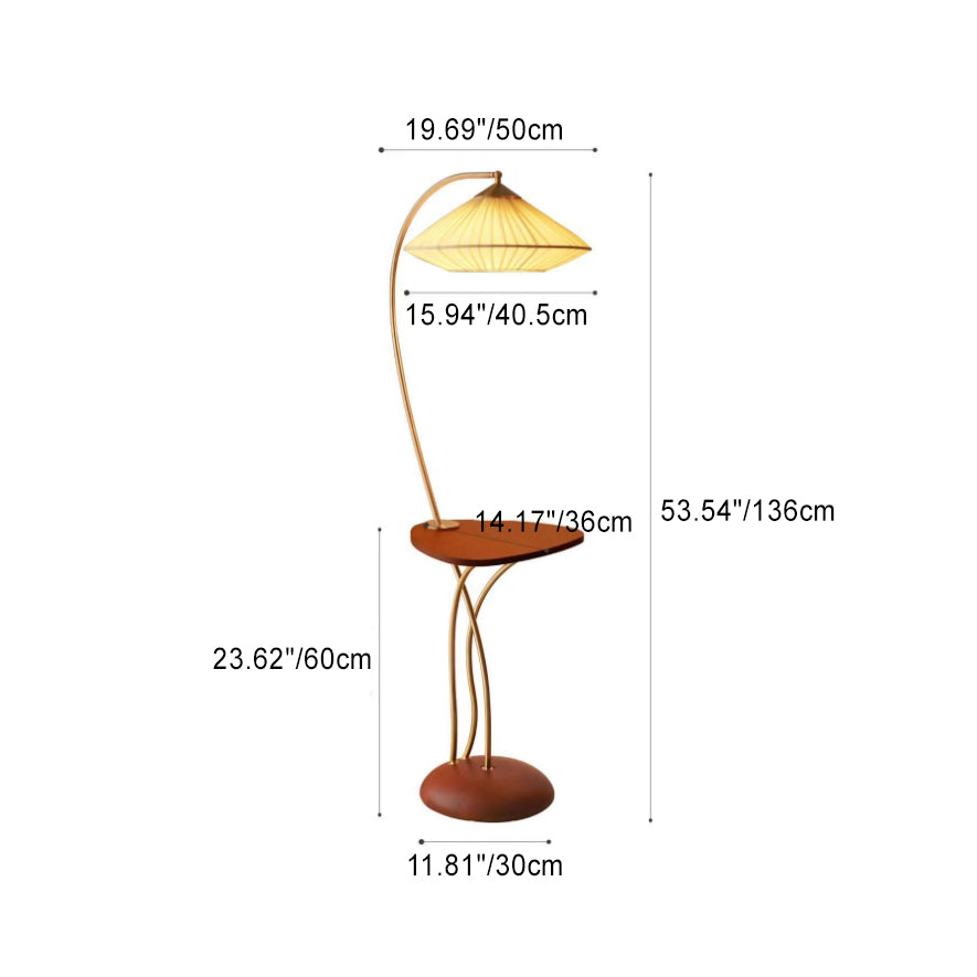 Vintage Round Cone Fabric Iron Floor Lamp - 1-Light for Bedroom Decor