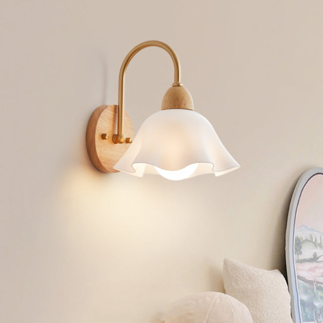 Contemporary Wood & Ceramic Wall Sconce Lamp for Living Room