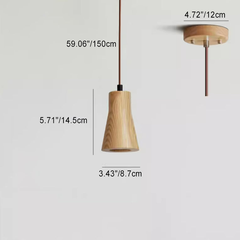 Small Wooden Pendant Light - 1-Light Cylinder Shade, Rustic Design, Eco-Friendly Home Lighting