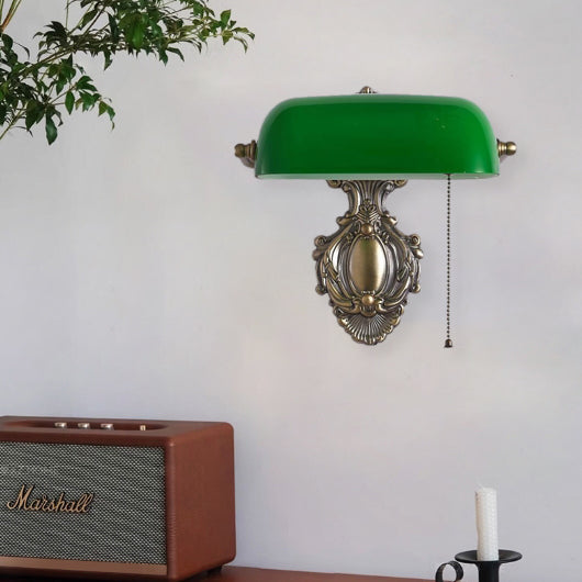 Contemporary Retro Copper Green Glass Shade Wall Sconce Lamp for Bedroom 

Enhance your bedroom with this stylish contemporary retro wall sconce. Featuring a unique copper finish and an elegant green glass shade, this 1-light lamp adds a touch of vintage