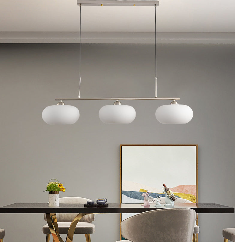 Light Luxury Persimmon Milk White 3-Light Chandelier for Kitchen Island