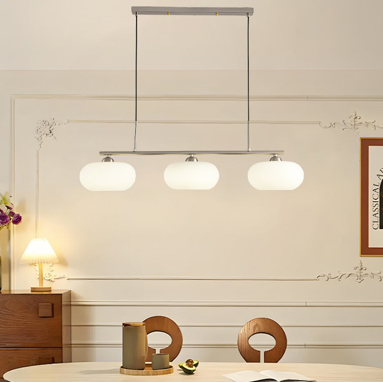 Light Luxury Persimmon Milk White 3-Light Chandelier for Kitchen Island