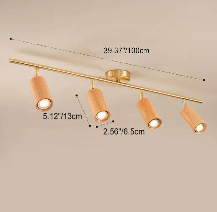 Modern Minimalist Walnut Wood LED Semi-Flush Mount Ceiling Light for Living Room