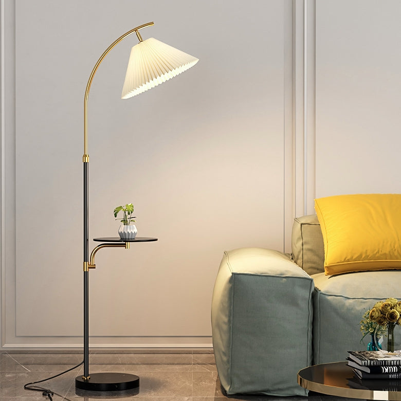 Modern Simplicity Pleated PVC Floor Lamp - 1-Light Standing Design for Living Room