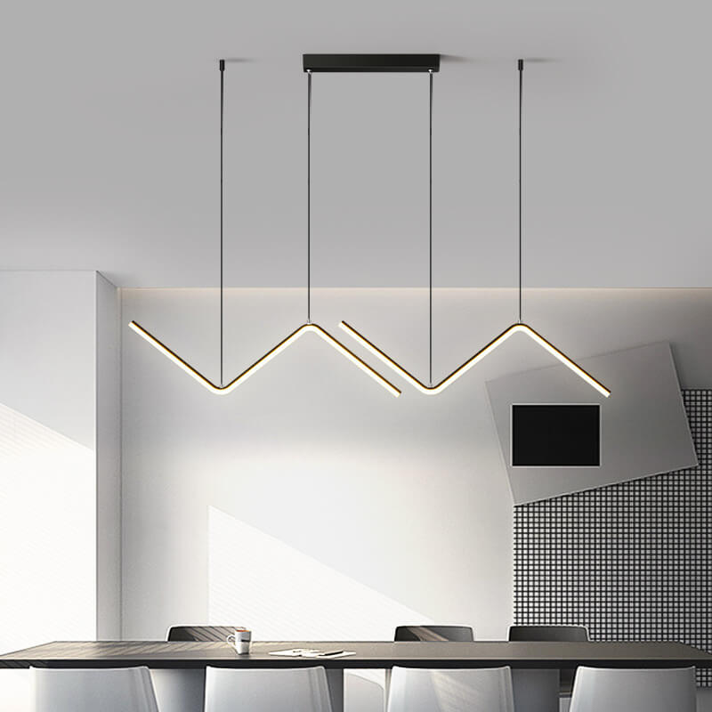 Modern Minimalist N Shaped LED Chandelier - Aluminum & Silicone for Dining Room