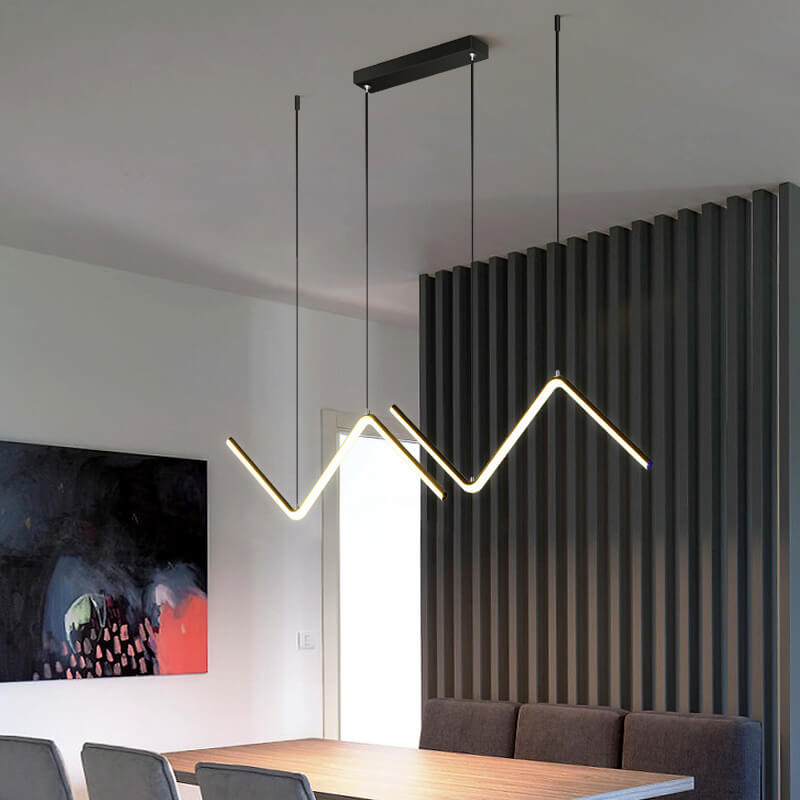 Modern Minimalist N Shaped LED Chandelier - Aluminum & Silicone for Dining Room