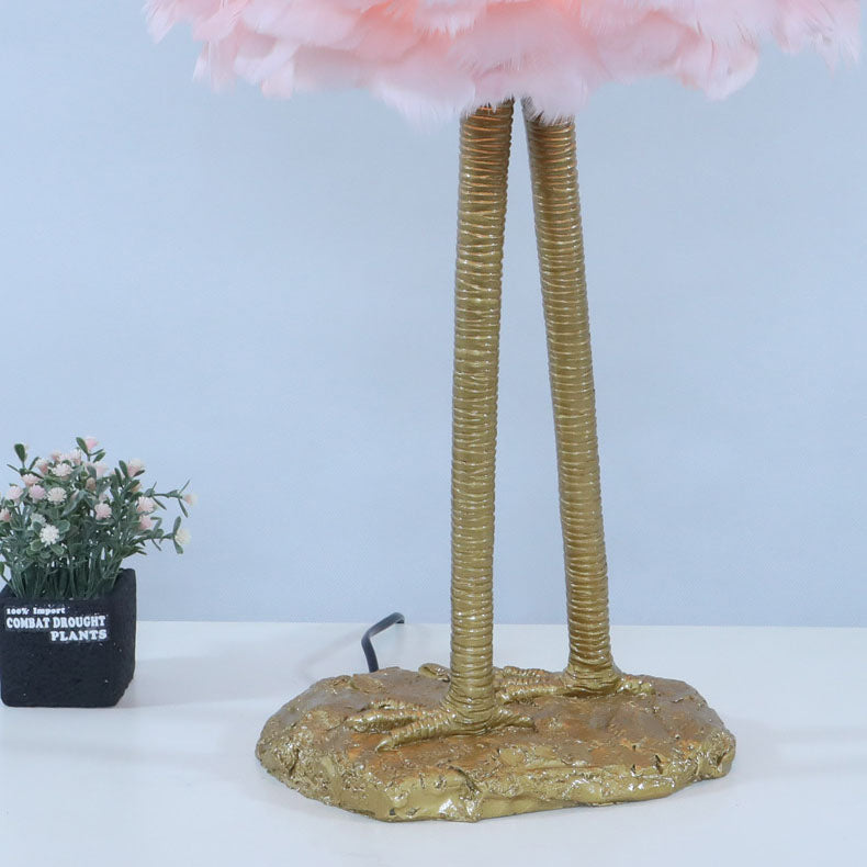 Contemporary Nordic Goose Feather Flamingo Table Lamp - 1-Light Bedside Elegance