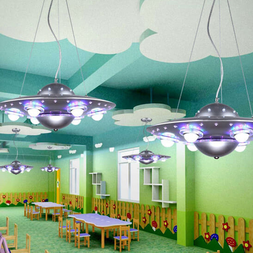 Creative Cartoon UFO Flying Saucer LED Chandelier for Kids Room Lighting