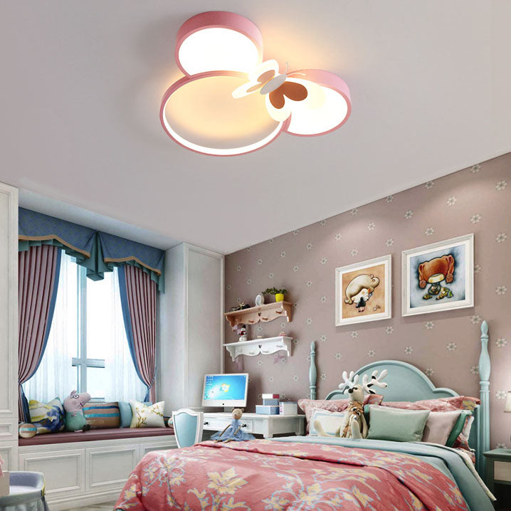 Modern Creative Minimalist Wrought Iron Cartoon Mouse LED Flush Mount Ceiling Light Kids Room Nursery Decorative Lighting Fun Cute Design Energy Efficient Ceiling Fixture Bright Kids Bedroom Illumination Stylish Home Decor Unique Animal Light Fixture Cart