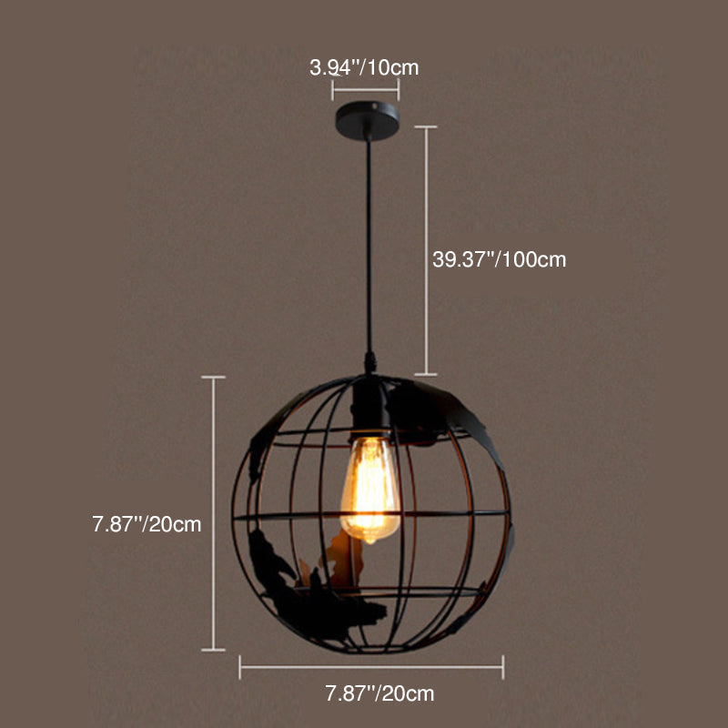 Contemporary Round Earth Iron 1-Light Pendant Light for Living Room