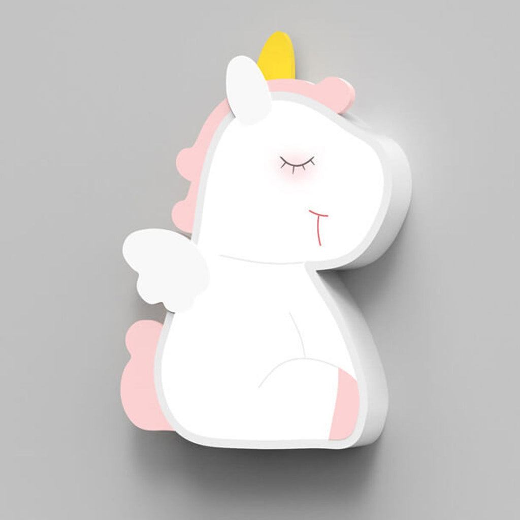 Creative Cartoon Rabbit Unicorn Kids LED Wall Sconce Lamp Night Light for Nursery Bedroom Home Decor Cute Animal Design Battery Operated Soft Glow Accent Light for Children's Room Playroom Wall Decor Gifts for Kids