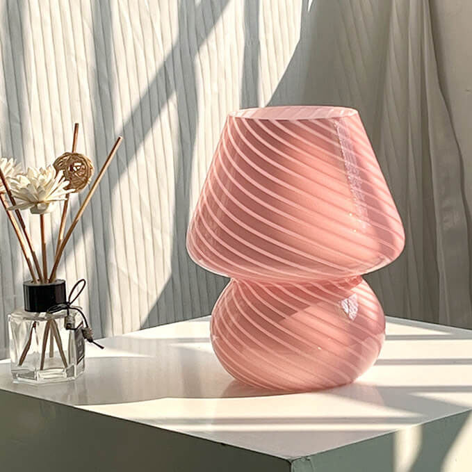 Modern Minimalist Striped Mushroom Glass Table Lamp 1-Light