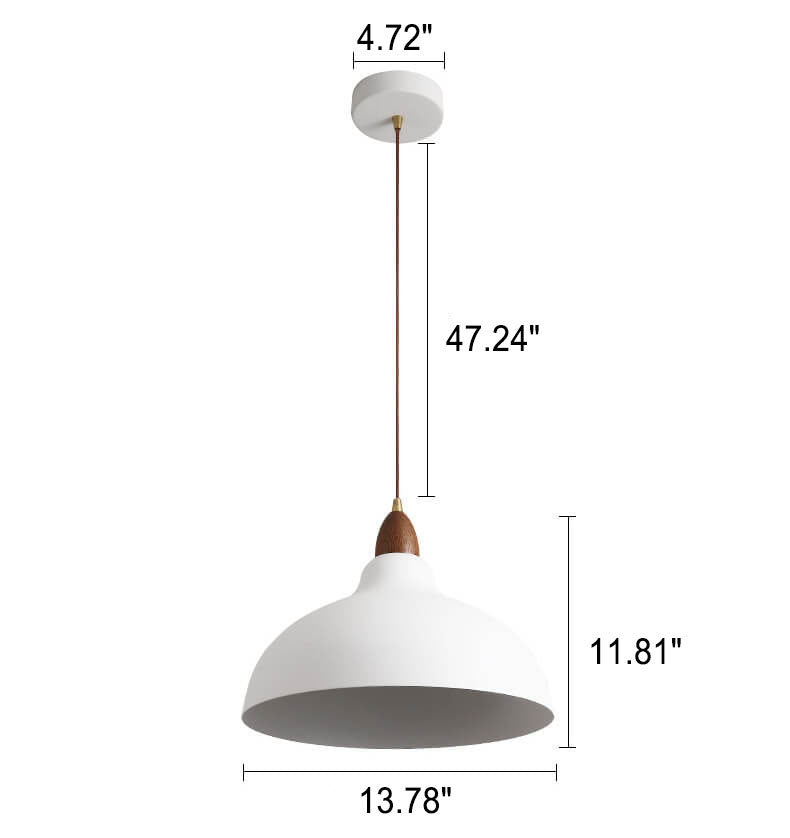 Japanese Iron Dome Solid Wood Pendant Light - 1-Light Fixture