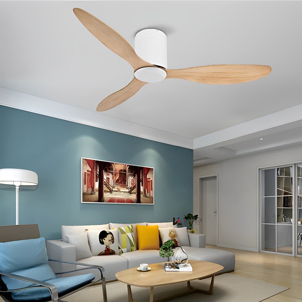 3 Blades Mute LED Dimmable Ceiling Fan with Remote Control, Modern Light Fixture