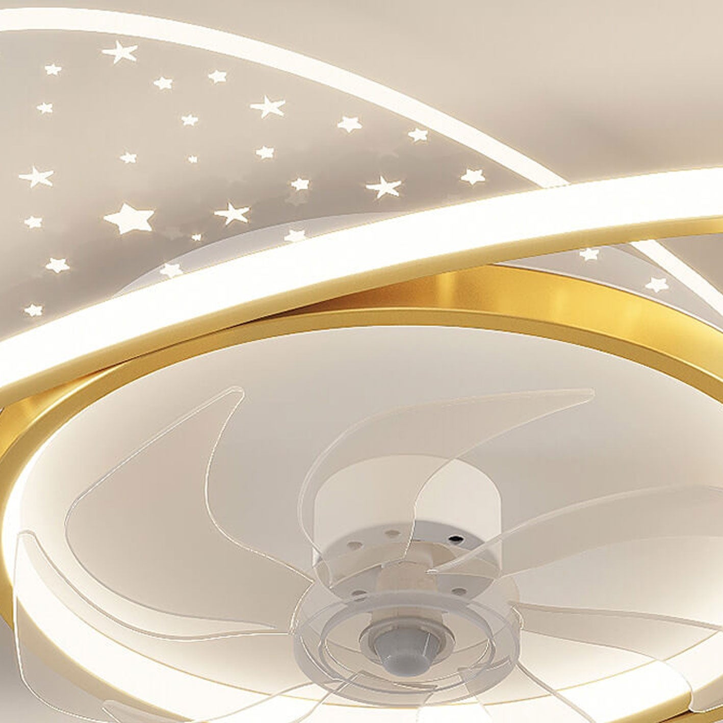 Modern Creative Planet Star Effect LED Flush Mount Ceiling Fan Light, Contemporary Indoor Lighting Fixture, Energy-Efficient Ceiling Fan with Light, Stylish LED Ceiling Fan for Home Decor, Whisper Quiet Ceiling Fan with Remote Control, Unique Star Pattern