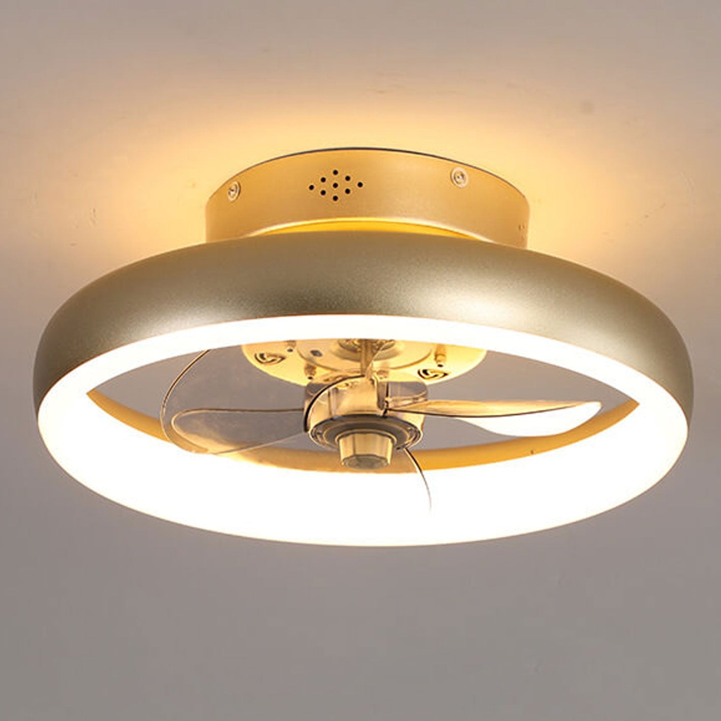 Nordic Light Luxury Round Wrought Iron LED Ceiling Fan Light