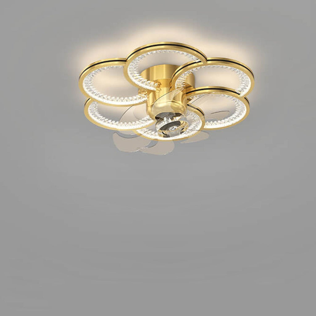 Modern Luxury Flower Petal LED Ceiling Fan Light Fixture