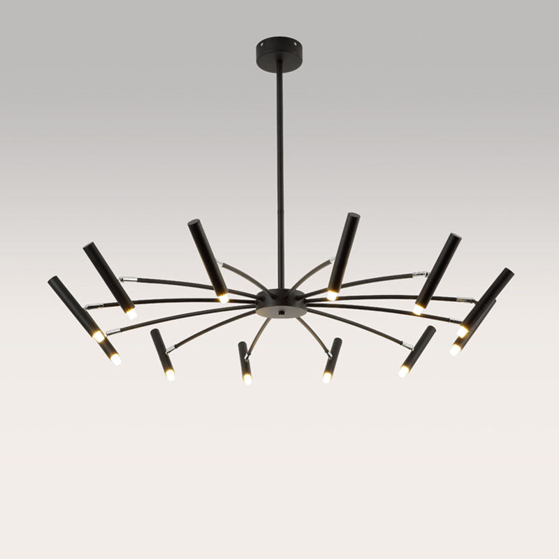 Contemporary Scandinavian Round Radioactive Iron Aluminum Chandelier 12/24 Light for Living Room