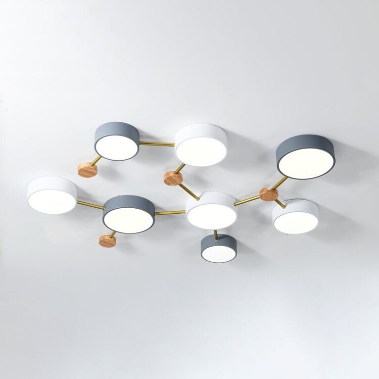 Scandinavian Minimalist Solid Wood Iron LED Flush Mount Light