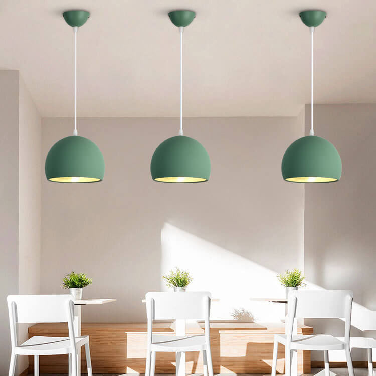 Modern Solid Color Round Head Iron Pendant Light - 1-Light Design, Stylish Lighting Fixture for Home Decor