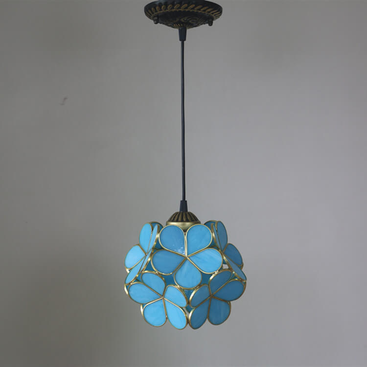 Vintage Stained Glass Petal Pendant Light - Illuminated Floral Charm