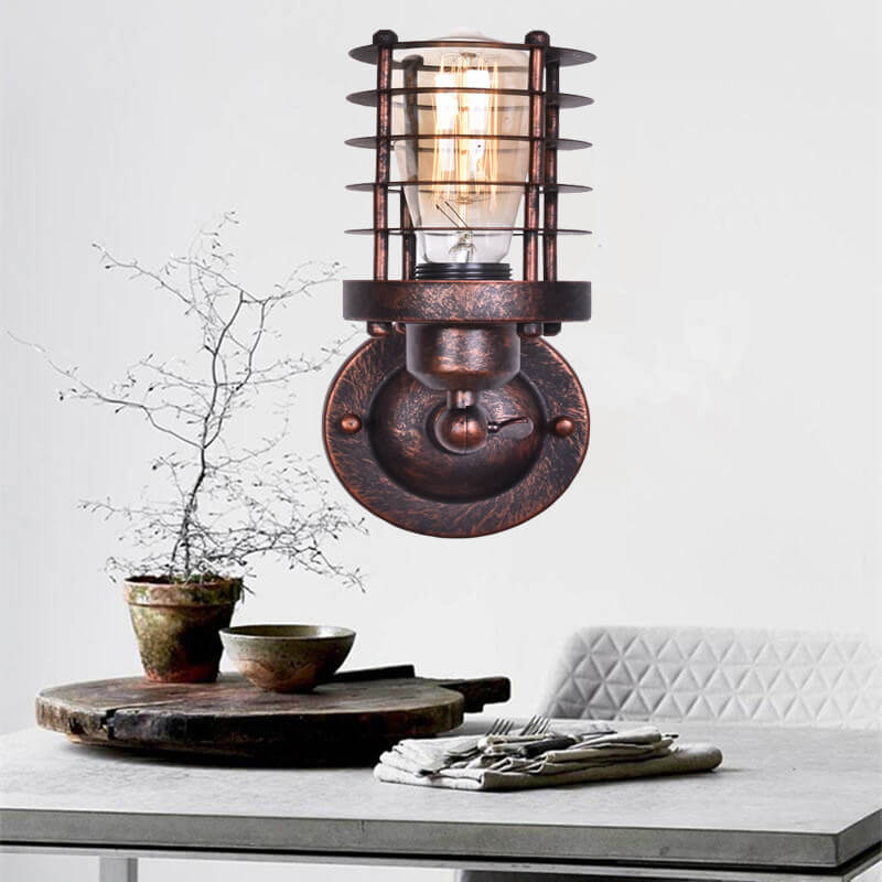 Northern Retro Industrial Wrought Iron Wall Sconce Lamp - 1-Light Fixture for Rustic Home Decor