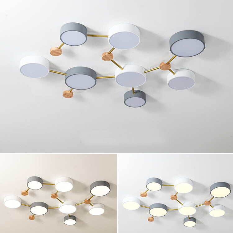 Scandinavian Minimalist Solid Wood Iron LED Flush Mount Light