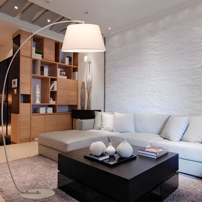 Modern Light Luxury Wrought Iron Curved Cylinder Floor Lamp - 1-Light Stand
