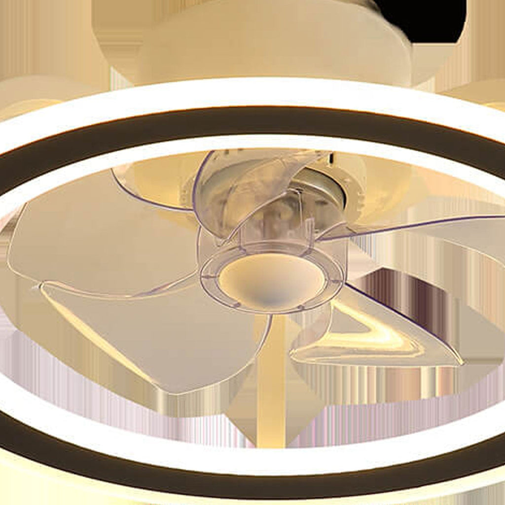 Nordic Creative Round LED Semi-Flush Mount Ceiling Fan Light Fixture