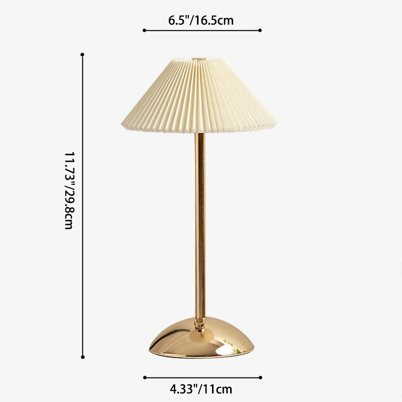 Contemporary Scandinavian Rechargeable Iron Fabric Conic Pleated 1-Light Table Lamp Bedside Modern Design Portable Nightstand Lighting Stylish Minimalist Home Decor Eco-Friendly Rechargeable LED Lamp Perfect for Bedroom Living Room Office Accent Light