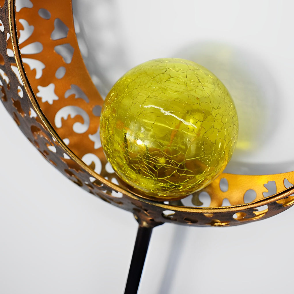 Mystical Moon & Sun Flame Iron Hollow Solar Garden Light