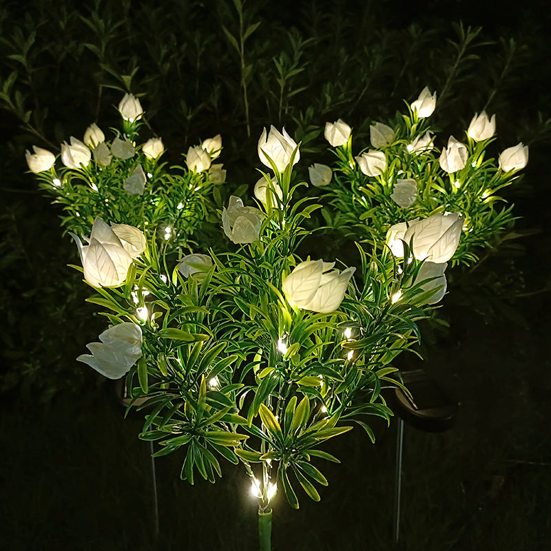 Contemporary Waterproof Imitation Gardenia LED Solar Lawn Light for Outdoor Patio