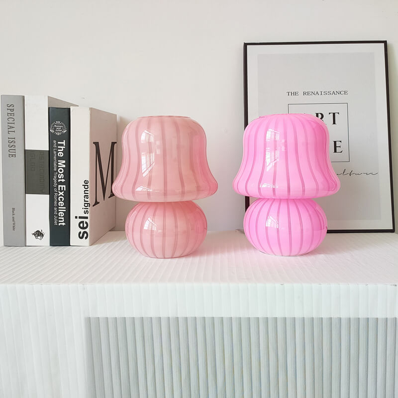 French Cream Handmade Glass Mushroom 1-Light Table Lamp, Unique Artisan Table Lamp, Vintage-Inspired Home Lighting, Decorative Glass Lamp, Soft Glow Interior Illumination, Modern Table Lamp for Living Room and Bedroom, Stylish Mushroom Design Lighting, Ar