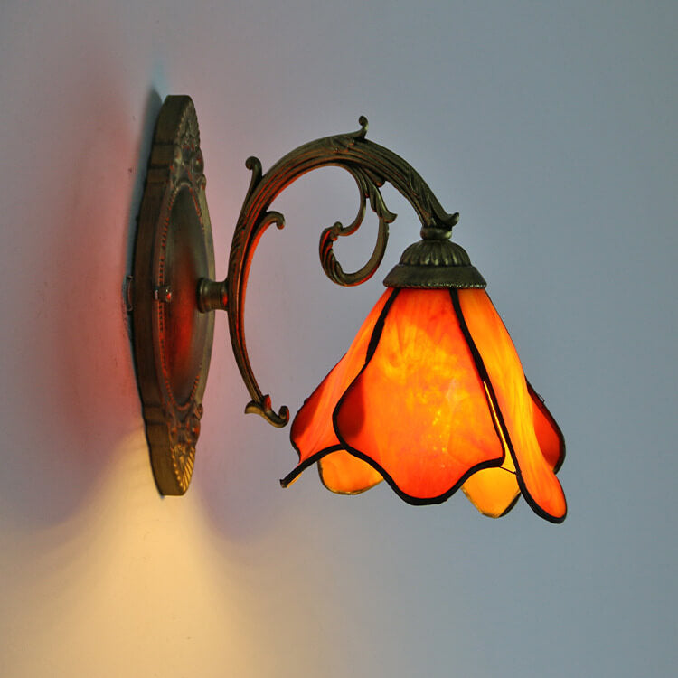 Vintage Tiffany Petals Stained Glass Wall Sconce Lamp - Art Nouveau Fixture, Decorative Lighting, Unique Home Decor, Handcrafted Design