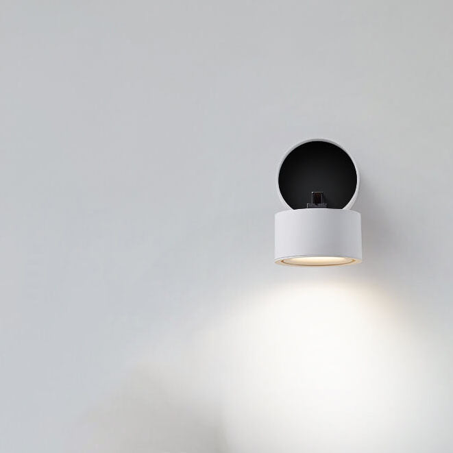Modern Minimalist Round Aluminium Rotatable Folding LED Wall Sconce for Living Room & Bedroom