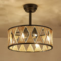 Industrial Hemp Rope Cylinder 4-Light Ceiling Fan Fixture