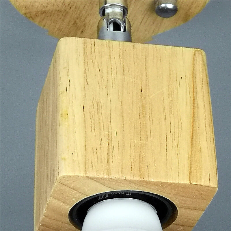 Modern Minimalist Ash Wood Iron Square Flush Mount Ceiling Light - 1/3 Light Fixture for Living Room