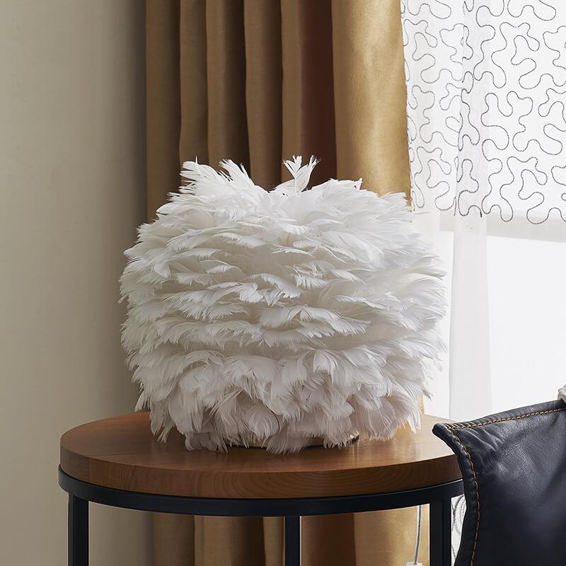 Modern Feather 1-Light Ball-Shaped Table Lamps, Stylish Decorative Lighting, Contemporary Home Decor, Elegant Nightstand Lamps, Unique Gifts for Her, Soft Ambient Light, Cozy Living Room Accessories, Bedroom Reading Lamps