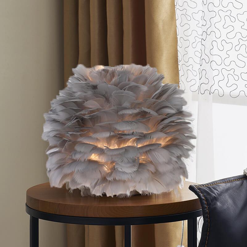 Modern Feather 1-Light Ball-Shaped Table Lamps, Stylish Decorative Lighting, Contemporary Home Decor, Elegant Nightstand Lamps, Unique Gifts for Her, Soft Ambient Light, Cozy Living Room Accessories, Bedroom Reading Lamps