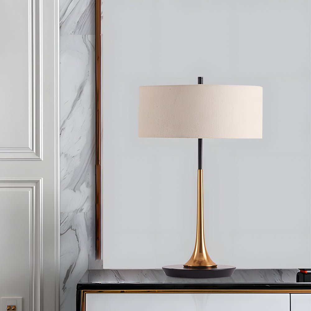 Elegant Modern Fabric Table Lamp with Metal Base and LED Bulb - Stylish Home Lighting
