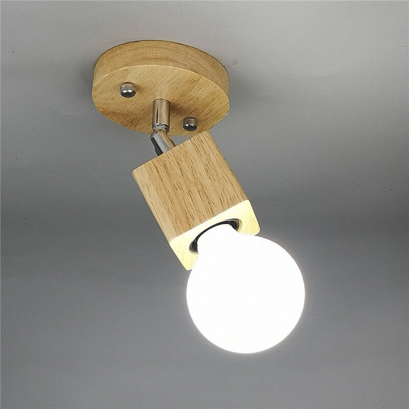 Modern Minimalist Ash Wood Iron Square Flush Mount Ceiling Light - 1/3 Light Fixture for Living Room