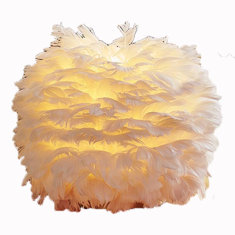 Modern Feather Ball-Shaped Table Lamp - Stylish Home Lighting Decor