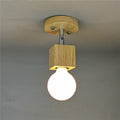 Modern Minimalist Ash Wood Iron Square Flush Mount Ceiling Light - 1/3 Light Fixture for Living Room