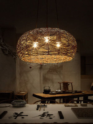 Modern Rattan Weaving 3-Light Dome Pendant Light Fixture