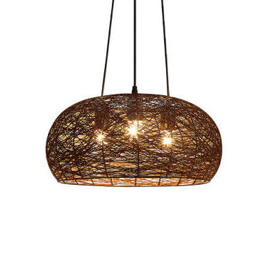 Modern Rattan Weaving 3-Light Dome Pendant Light Fixture