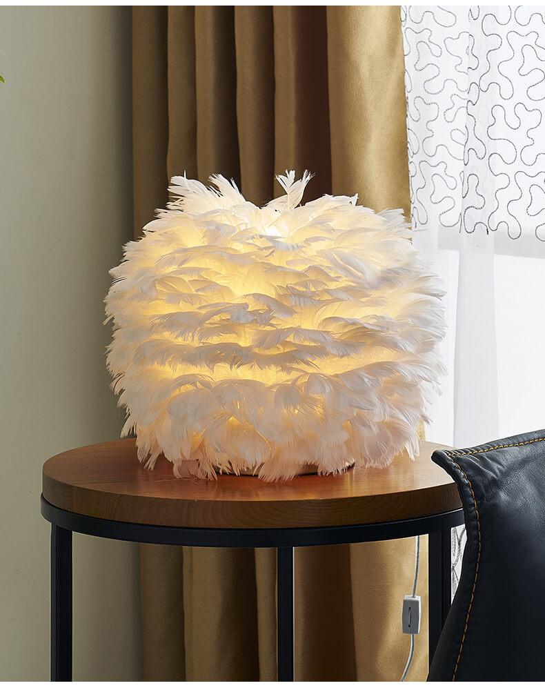 Modern Feather Ball-Shaped Table Lamp - Stylish Home Lighting Decor