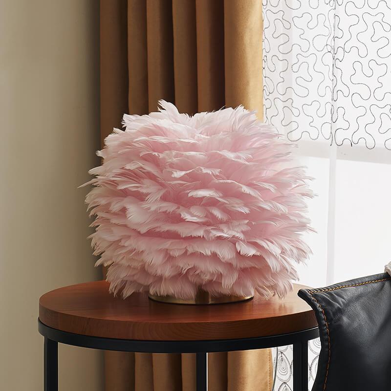 Modern Feather 1-Light Ball-Shaped Table Lamps, Stylish Decorative Lighting, Contemporary Home Decor, Elegant Nightstand Lamps, Unique Gifts for Her, Soft Ambient Light, Cozy Living Room Accessories, Bedroom Reading Lamps